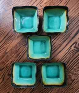 NEW *5* BAUM Galaxy Jade Wavy Square Crackle Cereal Soup Bowl  - Picture 1 of 10