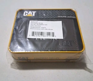CAT Caterpillar Men's Leather Bifold Wallet Emboss Logo RFID Shield Chocolate - Picture 1 of 6