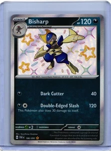 Pokemon Juego de Cartas Coleccionables Bisharp 186/091 Paldean Fates Holo Brillante Raro - Imagen 1 de 2