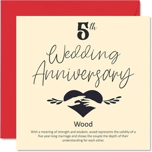5th Anniversary Card for Husband Wife Boyfriend Girlfriend - 5th Wedding - Picture 1 of 7