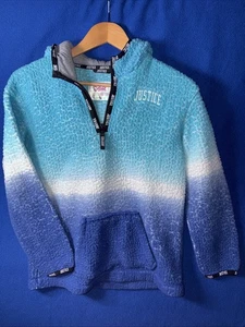 Justice talla 12 ombré azul polar sudadera con capucha logotipo cremallera guc negro gris - Imagen 1 de 5
