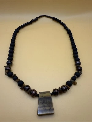 Colgante de hematita de ónix negro mate ojo de tigre ~20” collar regalo para hombre Foto 1 de 4