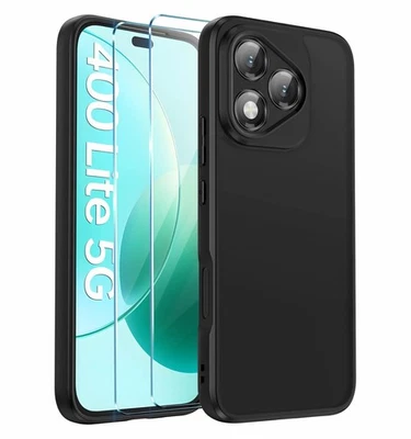 CUSTODIA per HONOR 400 LITE Cover TPU Silicone NERO + Pellicola VETRO  - Immagine 1 di 4