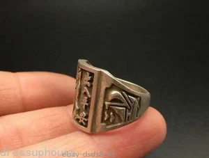 Kupfern Neusilber plattiert Tibetisches Silber Guanyin Ring Herren Damen Schmuck Ringe - Bild 1 von 7