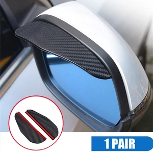 2X Carbon Fibre Black Car SUV Rear View Side Mirror Rain Visor Guard Auto Parts - Foto 1 di 7