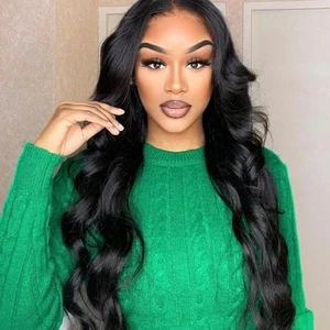 13x6 HD Body Wave Lace Front Perücken Echthaar für schwarze Frauen 180 Dichte Körper... - Bild 1 von 6