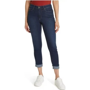 Pantalones de mezclilla cortos Nine West Gramercy lavado oscuro calce ajustado talla 8 dobladillo deshilachado nuevos con etiquetas - Imagen 1 de 13