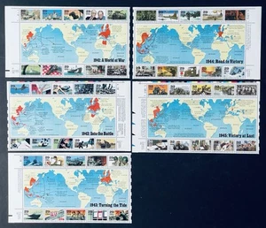 US 50TH ANNIVERSARY OF WORLD WAR II COMMEMORATIVE STAMP SHEETS 1991-95 MNH WWII - Picture 1 of 4