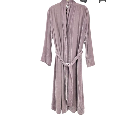 Garnet Hill женщин размер XL халат лиловый фиолетовый бархат галстук с длинной подкладкой ванна - Изображение 1 из 4
