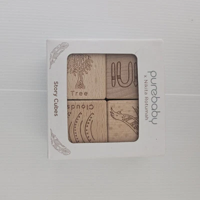 Purebaby Beach Wood Story Cubes illustrated by Nikita Rotumah Indigenous blocks - image 1 of 4