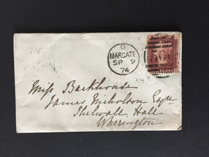 GB 1874 PENNY RED PLATE 148 ON COVER MARGATE DUPLEX 506 TO WARRINGTON B/S - Bild 1 von 2