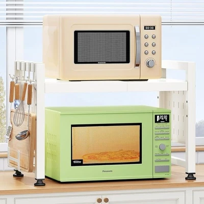 Soporte ajustable para microondas encimera estante ahorro de espacio con ganchos para toallero nuevo Foto 1 de 4