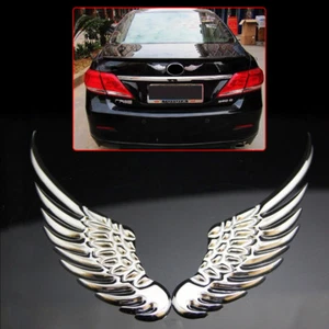 Silver Angel Wings Car Window Bumper Body Badge Sticker Decal Emblem 3D - Picture 1 of 4