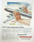 Douglas DC7 Airliner Hands Push Vintage Ad Airplane Travel Fly Propellers