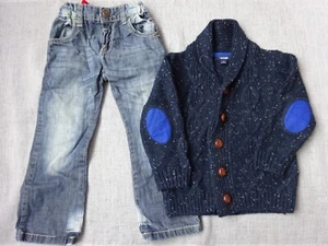 Lot Of Boys' Clothing 1 Jean 'DPAM' 1 Crochet Knit Sweater 'KIABI' 3 Years - Picture 1 of 8