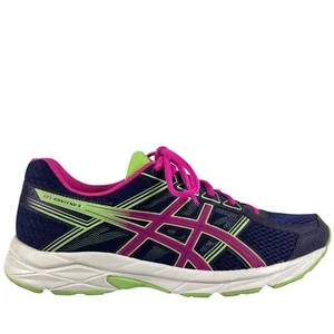 Asics Womens Sz 9.5 M GEL-Contend 4 T765Q Mesh Running Shoes Mid Blue Green Pink - Picture 1 of 10