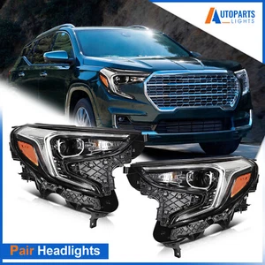 For 2018-2021 GMC Terrain Black Left & Right HID Projector Headlights W/ LED DRL - Picture 1 of 24