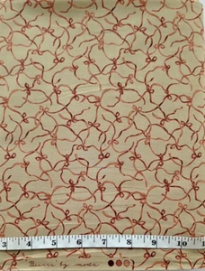 "Bianca"  Mauve Ribbons and Bows On Tan BTY Moda Fabrics Cotton Quilt Sew Craft - Picture 1 of 3