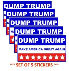 (5 SET) DUMP TRUMP BUMPER STICKER MAGA MAKE AMERICA GREAT AGAIN RED/WHITE/BLUE  - Picture 1 of 5