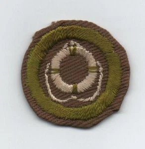 Insignia de mérito salvavidas, tipo C bronceado estrecho prensado (1938-46), usada - Imagen 1 de 1