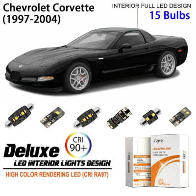 雪佛兰 Corvette C5 1997 - 2004 白色圆顶灯泡 LED 车内灯套件 — 第 1/4 张图片