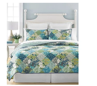 MARTHA STEWART Antiguo Patchwork Verde Acolchado Estándar Almohada Falsa $60 -NUEVO EN PAQUETE Foto 1 de 4