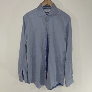 CHARLES TYRWHITT Extra Slim Fit Cotton Dress Shirt 16 1/2 LARGE 42 Dotted Blue - Picture 1 of 3
