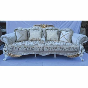 Casa Padrino Luxus Barock Sofa mit Glitzersteinen und Kissen Barockstil Möbel - Bild 1 von 2