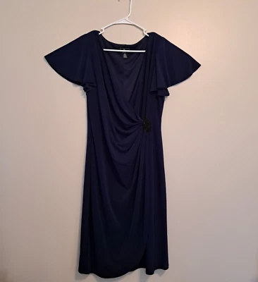 American Living Womens Short Flutter Sleeve Empire Waist Dress Navy Size 14 - Image 1 of 4