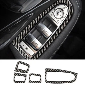 Fit For Mercedes-Benz GLC 2016-21 Carbon Fiber Window Lock Lift Panel Trim Frame - Picture 1 of 9