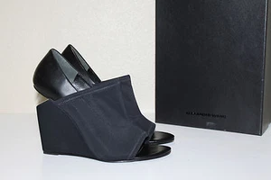 New sz 9 / 39 Alexander Wang Alla Black Stretch Cut out Wedge Heel Bootie Shoe - Picture 1 of 8