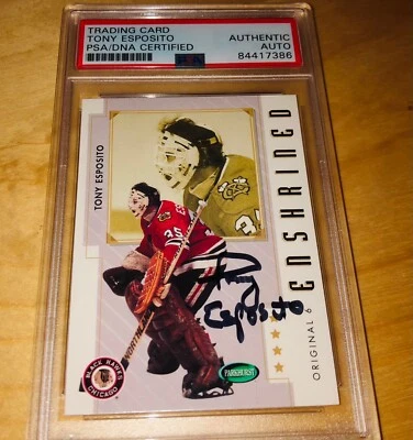 Tony Esposito 2003 Parkhurst Original 6 Enshrined #88 PSA Signed Card Auto A - Image 1 of 2