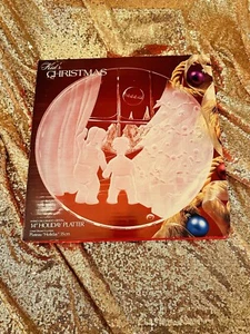 Vintage Colony Hand Decorated Crystal 14" Round 'Kids Christmas' Holiday Platter - Picture 1 of 7