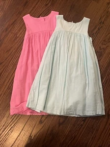 Primary Clothing Girls LOT OF 2 Reversible Lined Tank Sundress Pink &Aqua Sz 6-7 - Picture 1 of 18