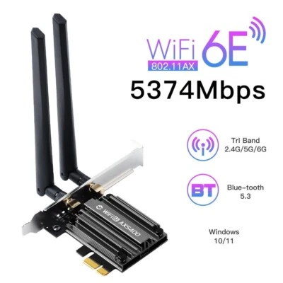 MT7922 WiFi 6E Card PCIe AX5400Mbps Bluetooth 5.3 Adapter for Desktop Win 10/11 - Image 1 of 4