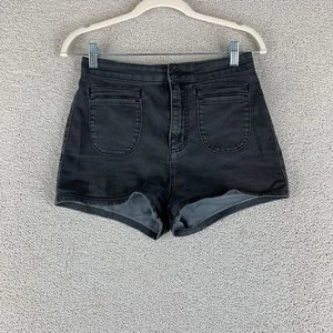 BDG Denim Jean Shorts Women's Size 27 Black Flat Front High Rise Cotton Blend - Picture 1 of 7