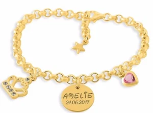 ARMBAND MIT GRAVUR VERGOLDET, ANHÄNGER KRONE, ARMBAND FÜR MÄDCHEN & JUNGEN - Bild 1 von 1