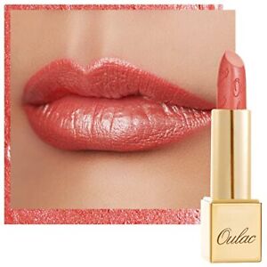 OULAC Métallique Briller Rouge à lèvres Corail, Glitter 3D Longue Durée Haut Pig