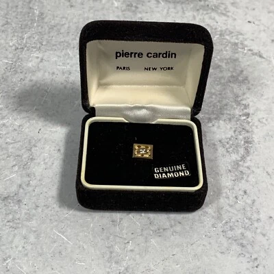 Vintage NIB Pierre Cardin Paris Diamond Tie Tack Pin  - Image 1 of 3
