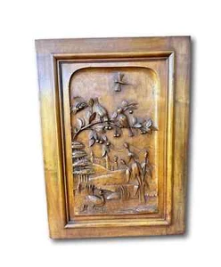 Französische antike geschnitzte Holz Schranktür Vogelburg - Bild 1 von 10