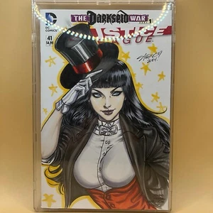 Ariel Diaz Sign And Sketch - Zatanna - Justice League #41 The Darkseid War DC - Picture 1 of 2