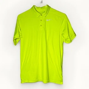 Nike Dri Fit Polo Youth Size Large Neon Yellow Short Sleeve Buttons Collared - Picture 1 of 9
