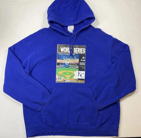 Kansas City Royals Majestic 2014 MLB American League Champions Hoodie Men Size L Cover