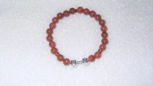 Gold Sandstone Hand Weight Lifting Charm Bracelet Jewelry Workout Men's Health  - Picture 1 of 3
