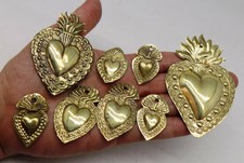 Lote Antigo Antigo Lote 8 Sagrado Coração Jesus Ex Voto Miracle Milagro Metal Bronze K5