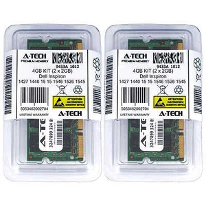 4GB KIT 2 x 2GB Dell Inspiron 1427 1440 15 15 1546 1526 1545 1546 Ram Memory - Picture 1 of 1