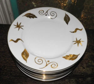 Pier 1 Dinner Plates (10) Monno Bangladesh Gold Leaf Accents Holidays 10-1/4" - Picture 1 of 5