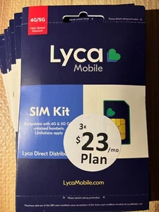 Lycamobile Preloaded Sim $23 x 3 (3 Months 5GB Per Month) - Photo 1 sur 1