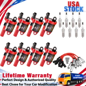 Set of 8 UF742 Ignition Coils & Spark Plugs & Wires for GM V8 Engines 2014-2021 - Bild 1 von 8