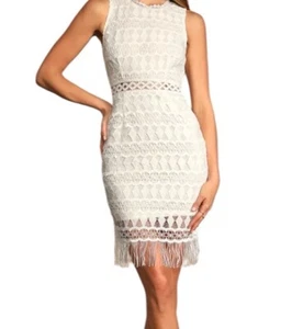 Lulus Bodycon-Kleid Damen Medium Kenna elfenbeinweiß Häkelspitze - Bild 1 von 15